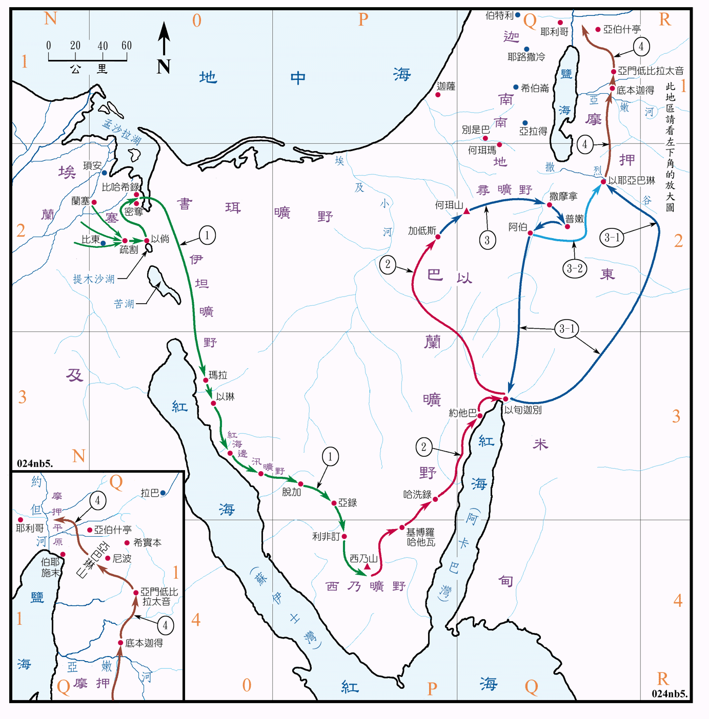 摩西出埃及路线图